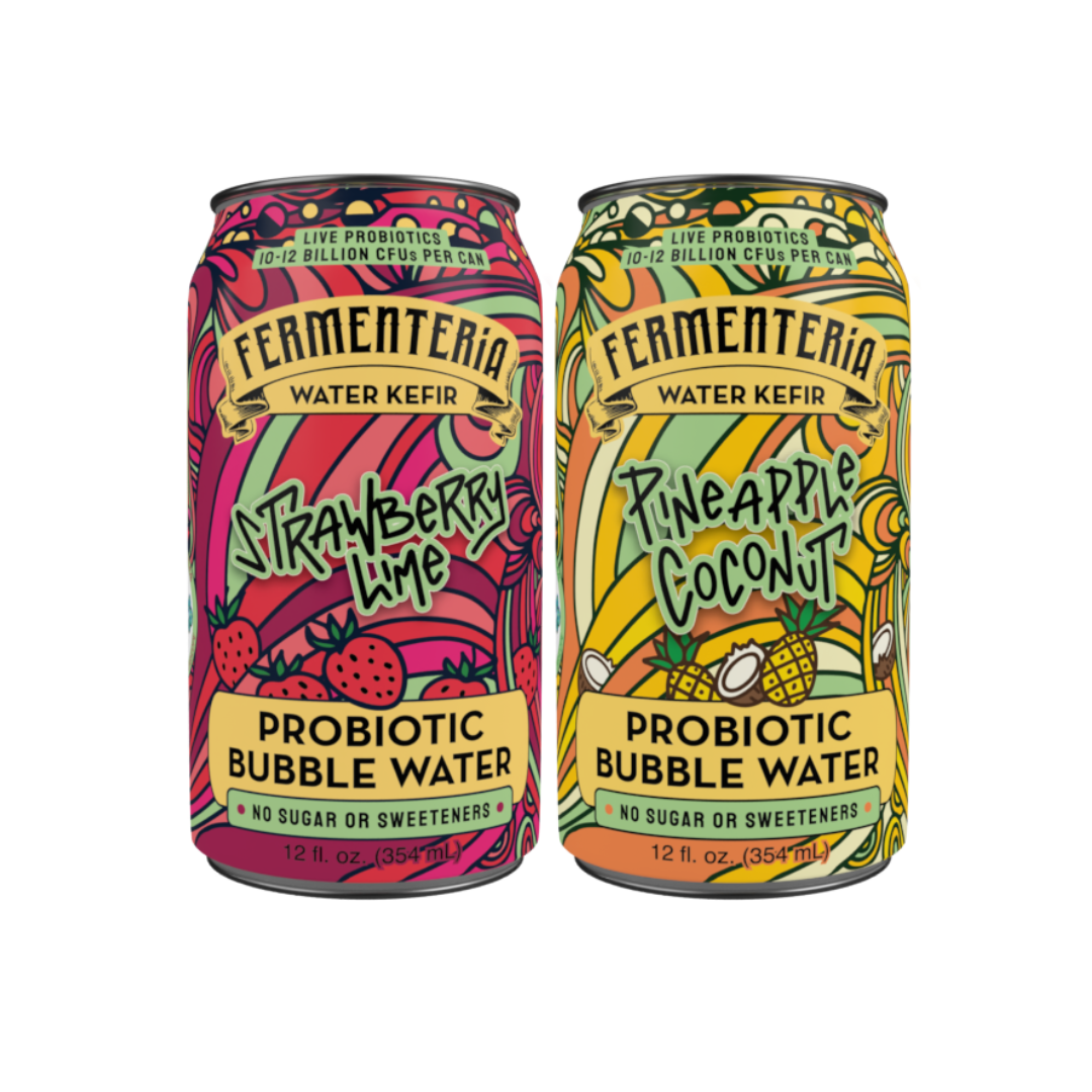 Fermenteria Water Kefir - Strawberry Lime & Pineapple Coconut (4 pack)