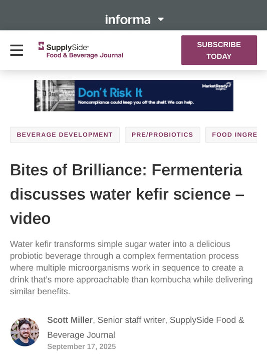 SupplySide Food & Beverage Journal : Fermenteria microbiologist discusses water kefir science
