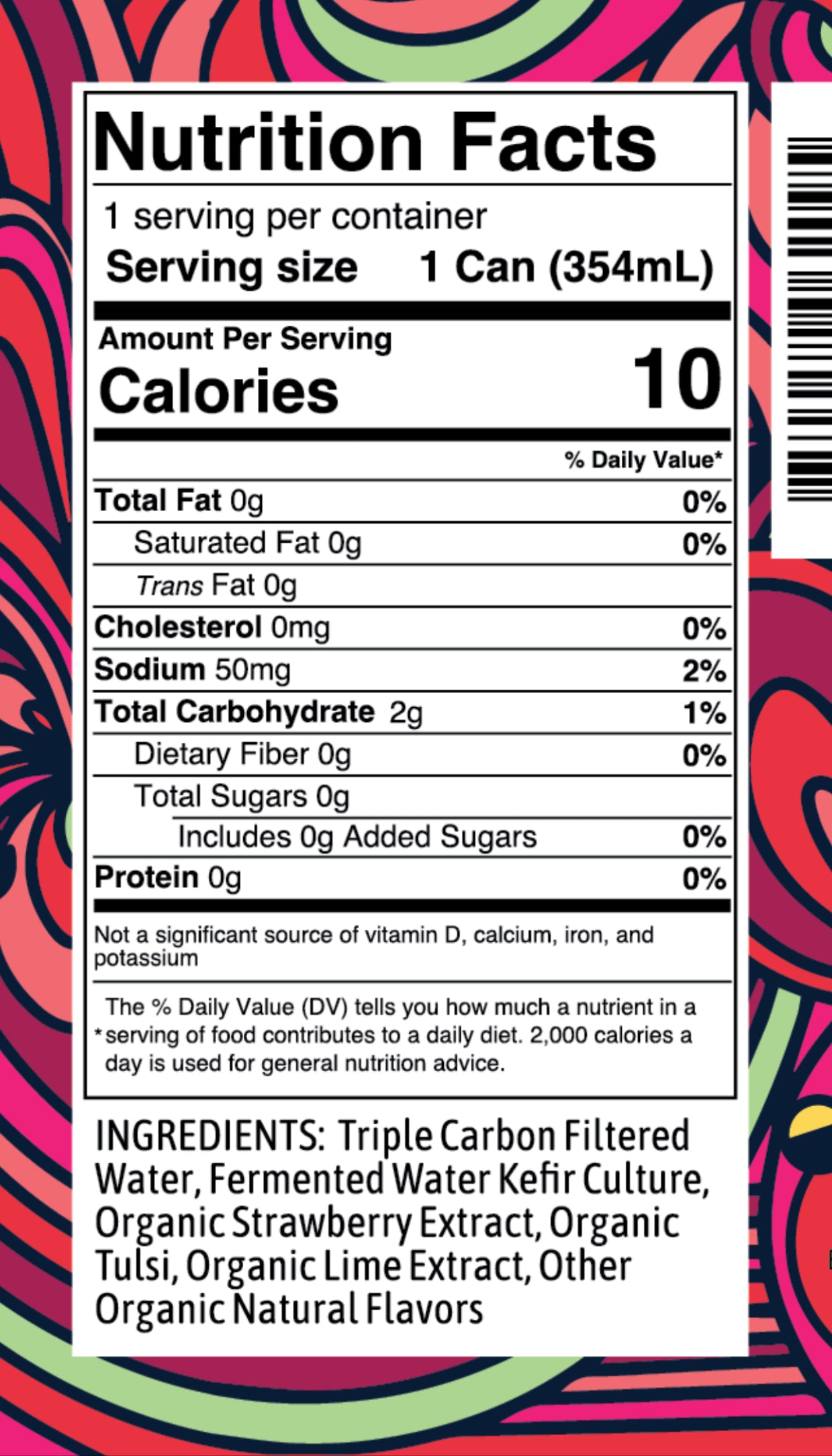 Probiotic Water Kefir - Strawberry Lime (4 Pack)