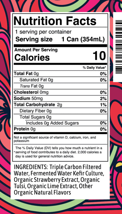 Probiotic Water Kefir - Strawberry Lime (4 Pack)