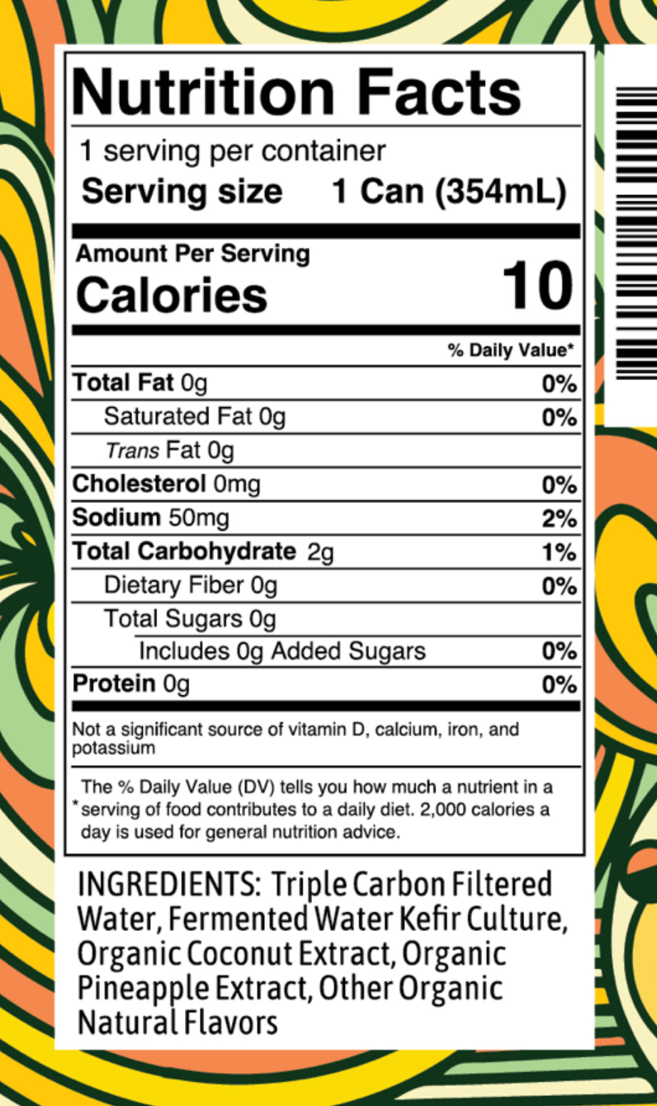 Probiotic Water Kefir - Pineapple Coconut (4 Pack)