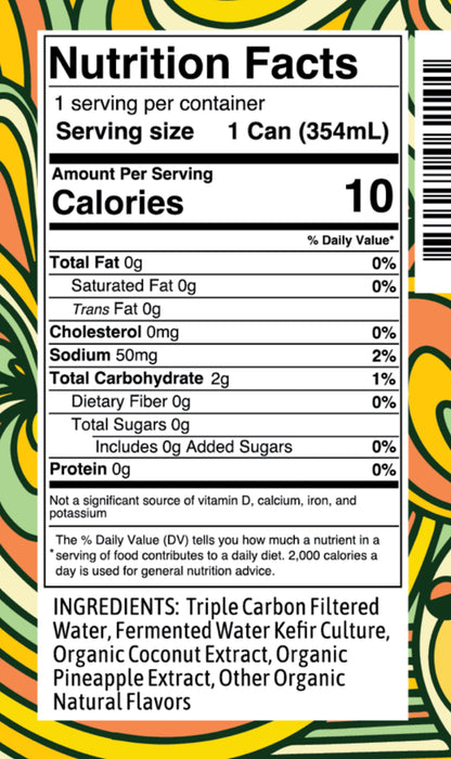 Probiotic Water Kefir - Pineapple Coconut (4 Pack)