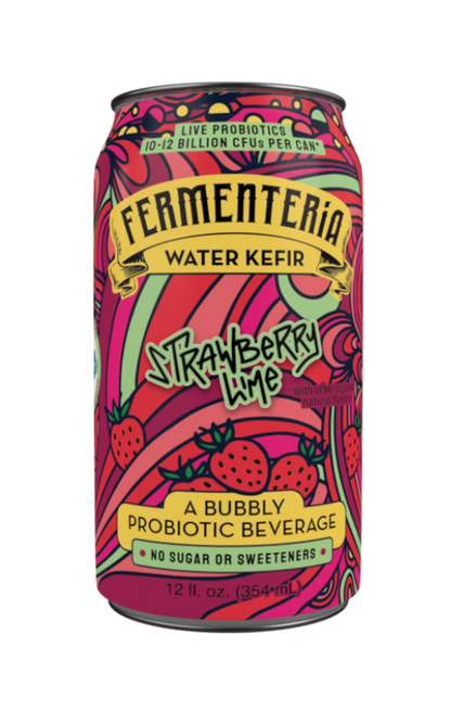 Probiotic Water Kefir - Strawberry Lime (4 Pack)