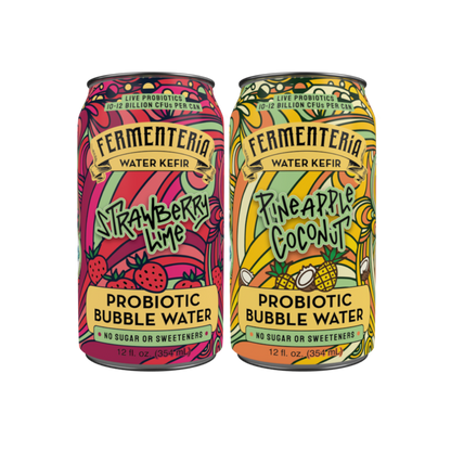 Fermenteria Water Kefir - Strawberry Lime & Pineapple Coconut (4 pack)